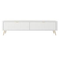 LOWBOARD Vespasia 2T Beige 200/51,2/38 cm – Geriffelte Fronten - Goldfarben/Weiß, Holzwerkstoff/Metall (200/51.2/38cm) - AX Living