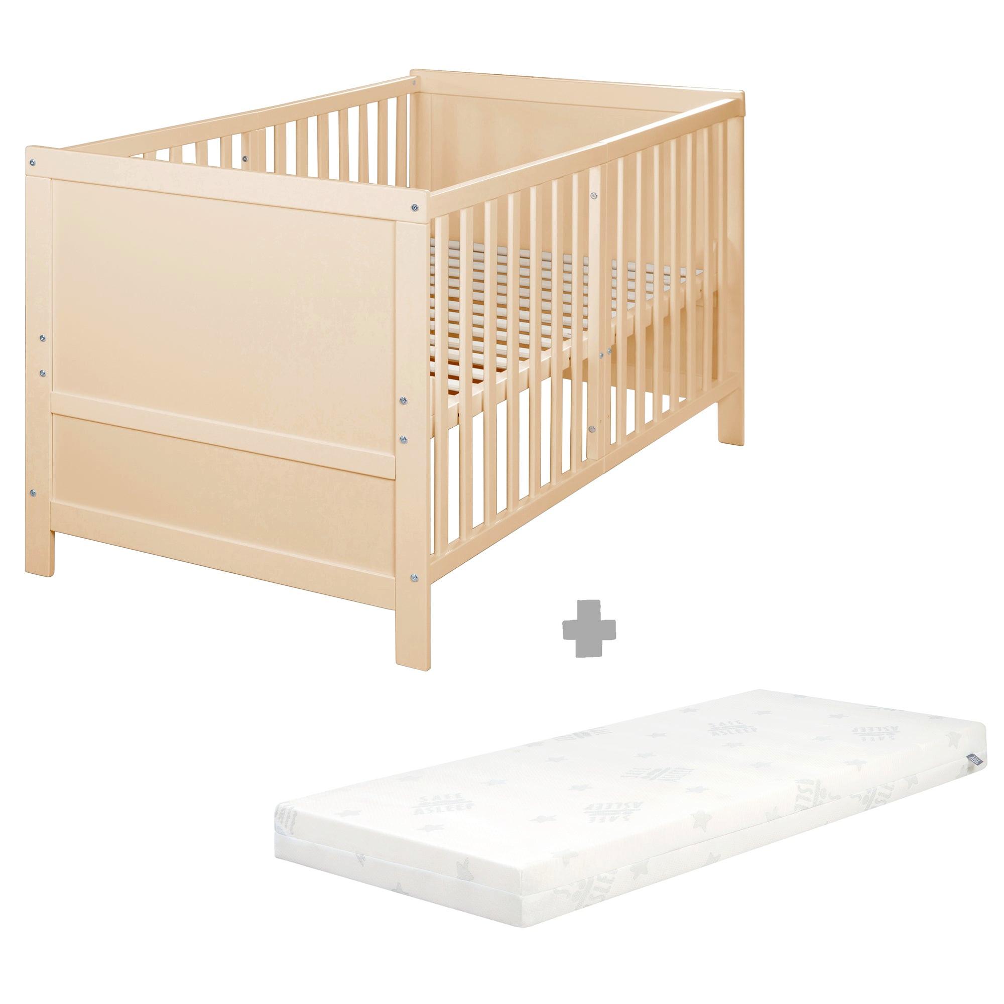 BABYBETT mit Matratze Easy Sleep 70 x 140 cm - Naturfarben, Holzwerkstoff/Textil (70/140cm) - Roba