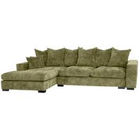 ECKSOFA Dahlia mit Schlaffunktion und Bettkasten in L-Form Links - Grün Chenille 285/92/155 cm - Schwarz/Grün, Kunststoff/Textil (285/155cm) - WFL GROUP