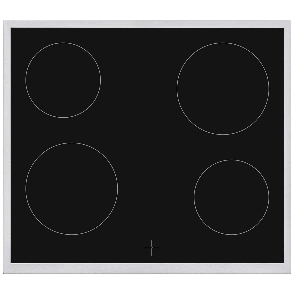 HERDSET, Backofen mit Ober-Unterhitze und Umluft, Glaskeramik-Kochfeld mit 4 Zonen, Teleskopauszug, 78 Liter, 60 cm, B-HS-75-C-I - Edelstahlfarben, Keramik/Metall (59.5/59.5/57cm) - Telefunken