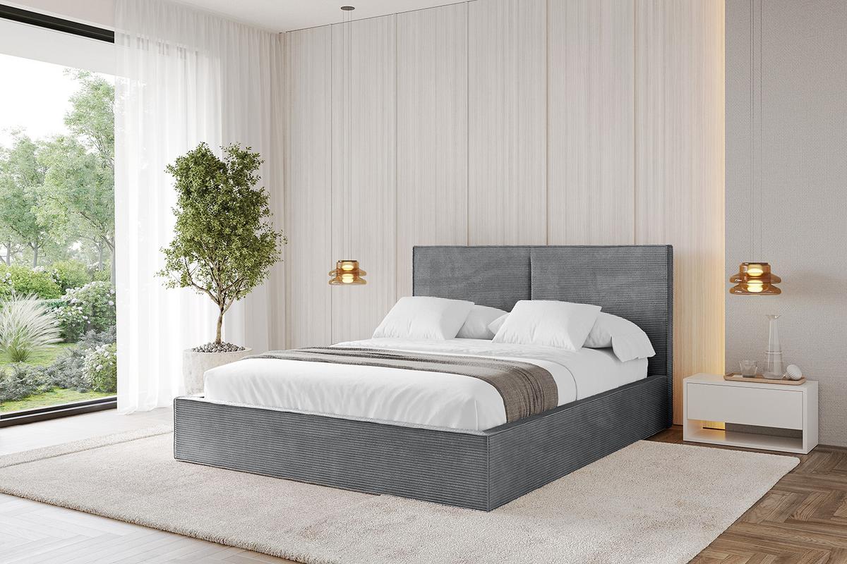 POLSTERBETT mit Bettkasten und Lattenrost, Boxbett ohne Matratze - EMMI 180x200 Dunkelgrau - Anthrazit, Holzwerkstoff/Textil (180/200cm) - ALTDECOR