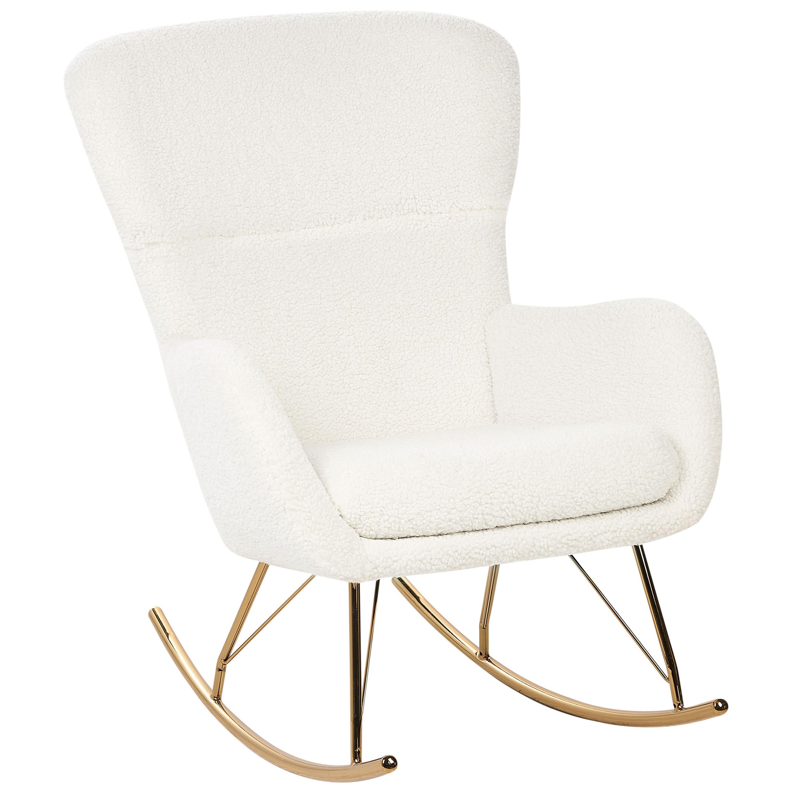 SCHAUKELSESSEL Bouclé Weiß Anaset - Weiß, Textil/Metall (74/99/99cm) - Beliani