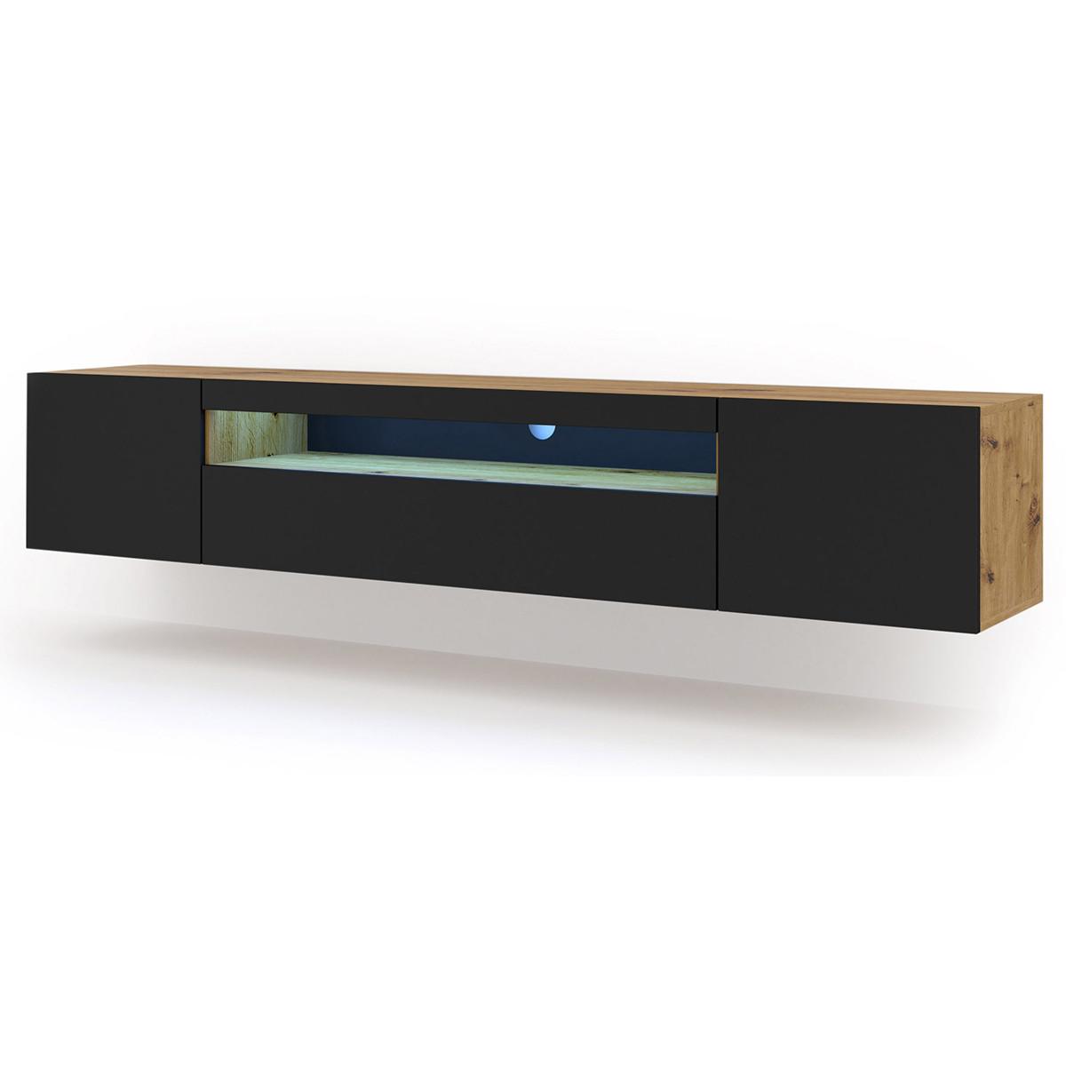 TV-MÖBEL Aurus Holz und Schwarz - Schwarz, Holzwerkstoff (200/36/37cm) - Petits-meubles