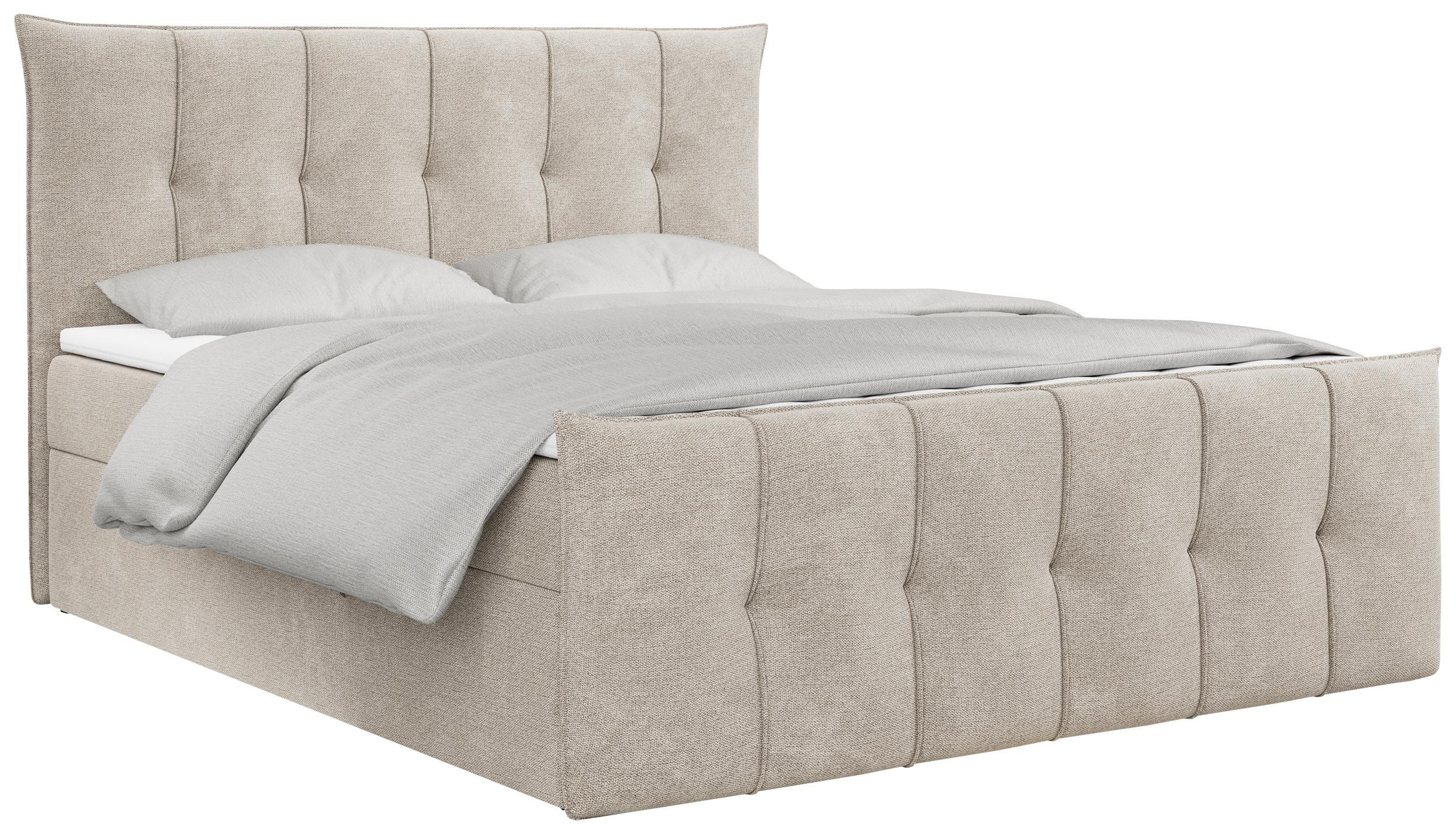 BOXBETT PREMIUM 11 140/200 Beige Struktur - H3 - Beige, Holz/Textil (140/200cm) - MKS