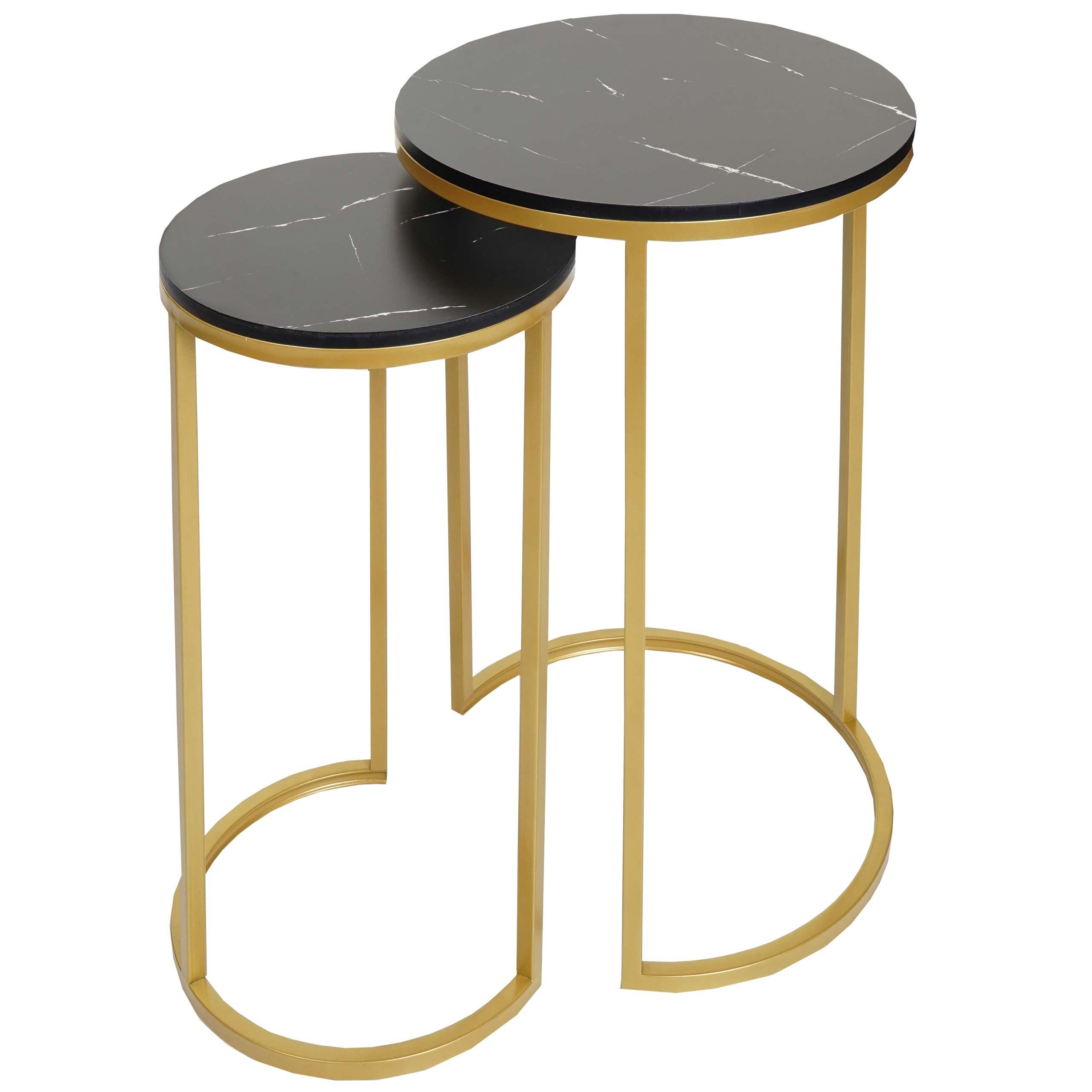 BEISTELLTISCH rund Schwarz, Gold 2er-Set - Goldfarben/Schwarz, Holzwerkstoff (40/40/64cm) - MCW