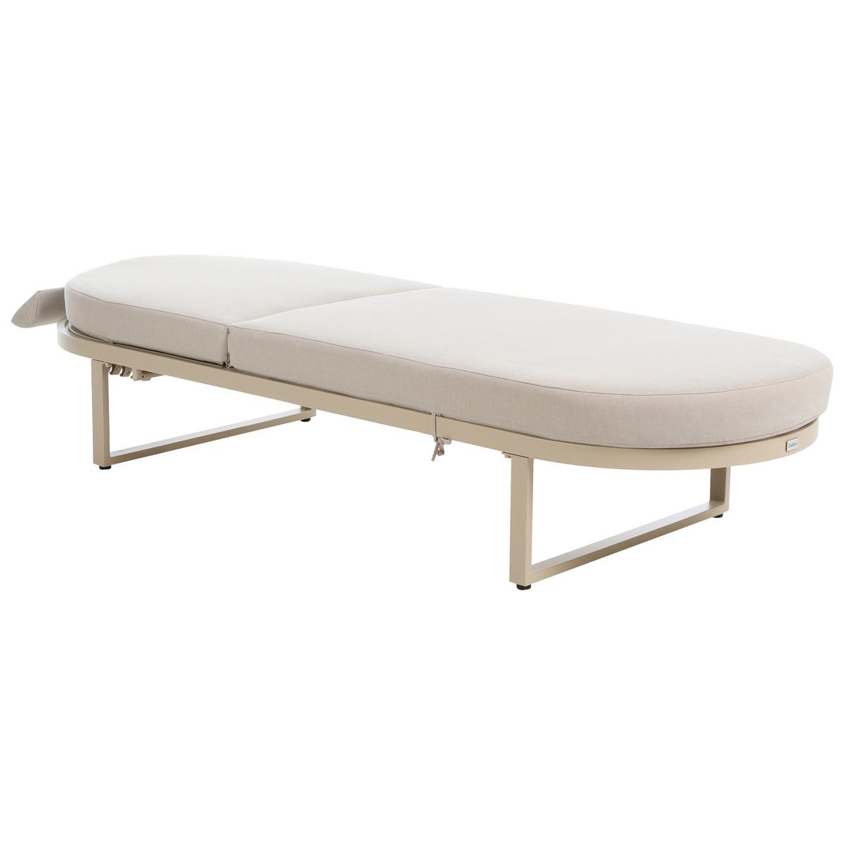 SONNENLIEGE mit Kissen Metall Beige Roncolo - Beige/Schwarz, Metall (128/40/70cm) - Beliani