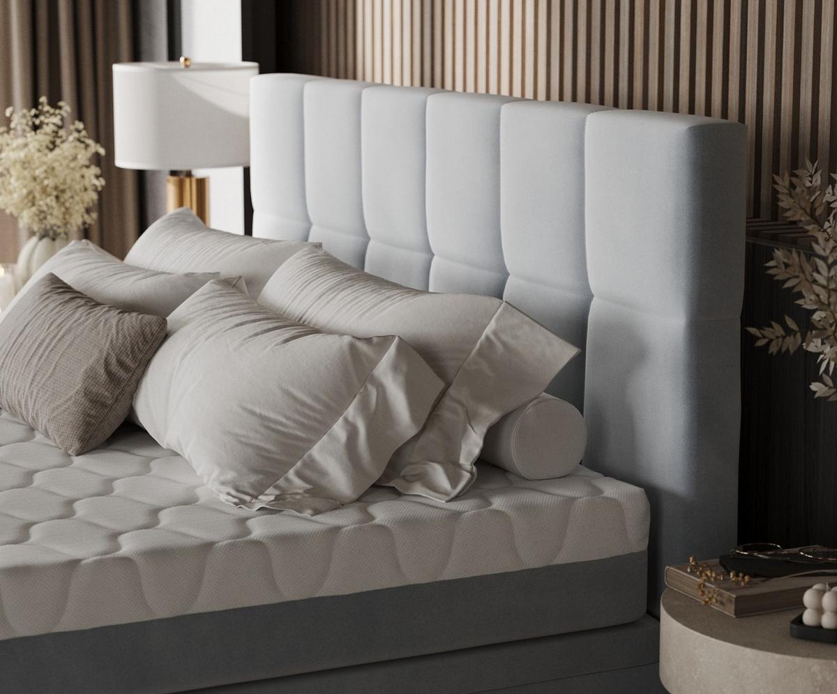 BOXBETT Elano 160/200 cm Hellgrau im Paros Stoff - Hellgrau/Schwarz, Holz/Holzwerkstoff (160/200cm) - AltaBeds