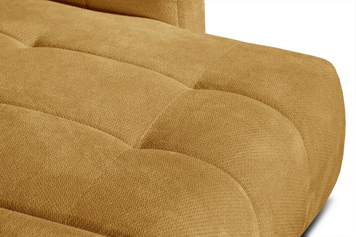ECKSOFA KIMI 3-Sitzer, ausziehbarer Sitz, verstellbare Kopfstützen, senfgelb - Gelb/Schwarz, Holzwerkstoff/Textil (270/160cm) - Wozimo