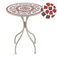 GARTENTISCH Weiß Spello - Rot/Weiß, Metall (60/60/74cm) - Beliani