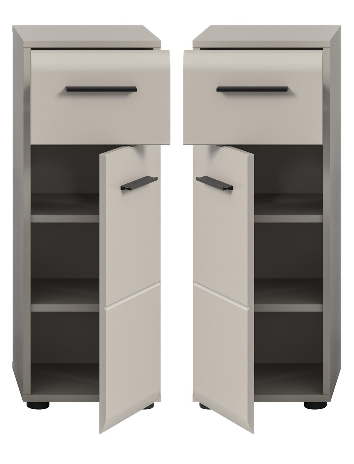 BADKOMMODE Kaschmir 30 x 80 cm, Badschrank mit Vollauszug-Schubkasten - Kaschmir/Schwarz, Holzwerkstoff/Kunststoff (30/80/30cm) - Inn.Furn