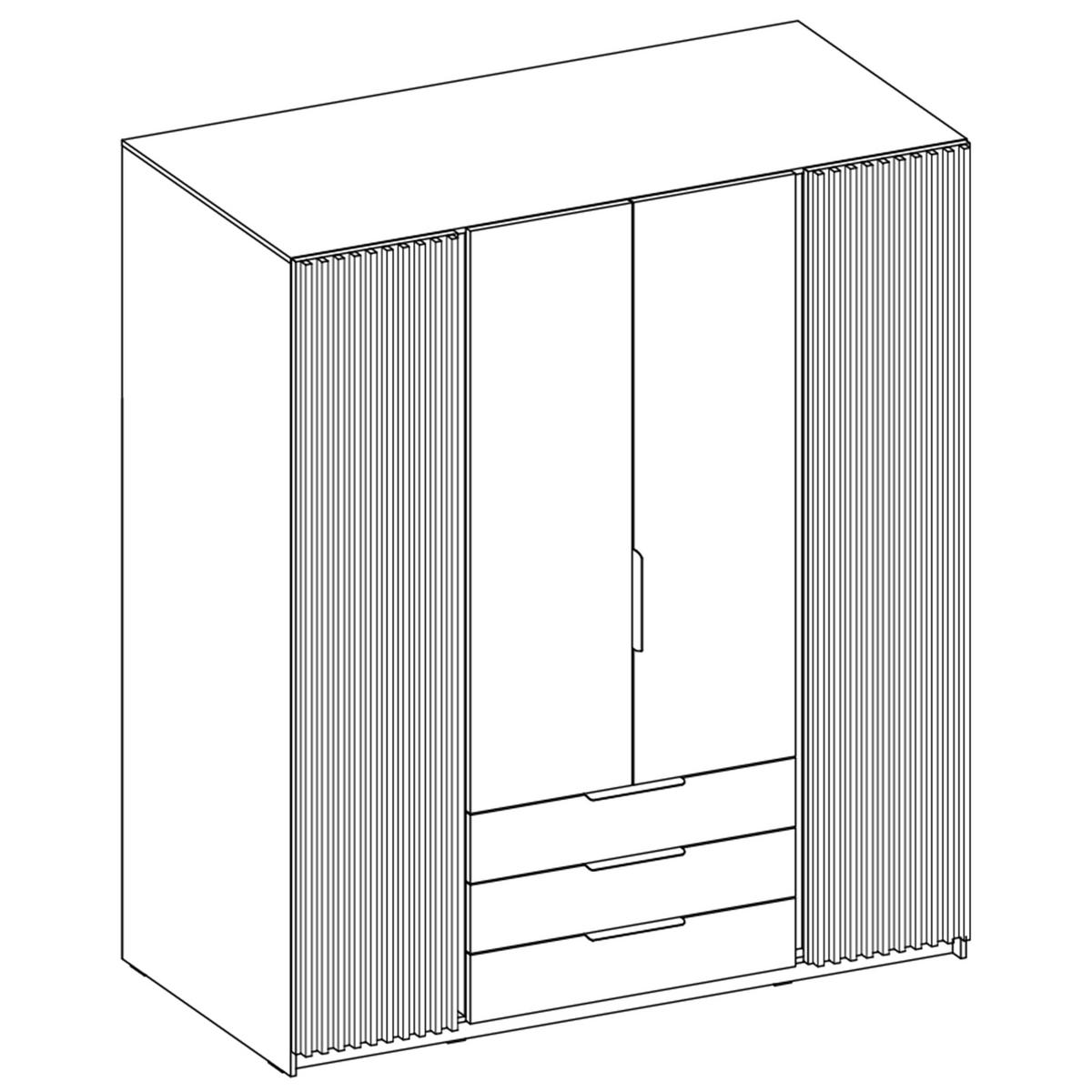 KLEIDERSCHRANK Nehir Korpus Schwarz, Front Eiche Evoke/Schwarz 200 cm - 4T3S Modern mit Schubladen und 2 Lamellentüren außen - Eichefarben/Schwarz, Holzwerkstoff/Kunststoff (200/239/61.9cm) - AX Living