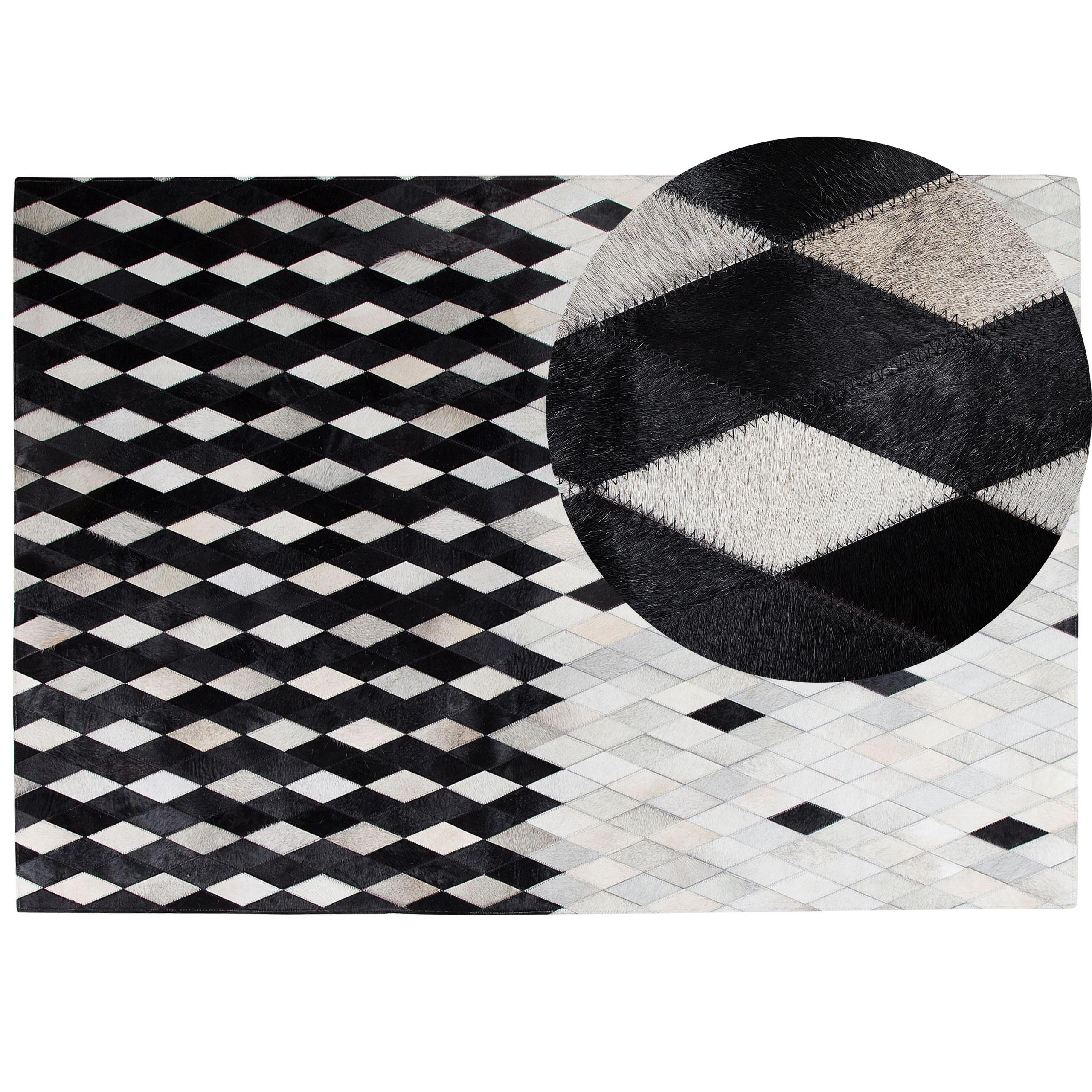 KURZFLOR-TEPPICH Maldan 230/160 cm - Schwarz, Fell (160/230cm) - Beliani