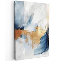 LEINWANDBILD Gold - Blau - Aquarell - Kunst - Modern Wanddeko Schlafzimmer 60x90 cm - Hellblau, Textil (60/90cm) - MuchoWow