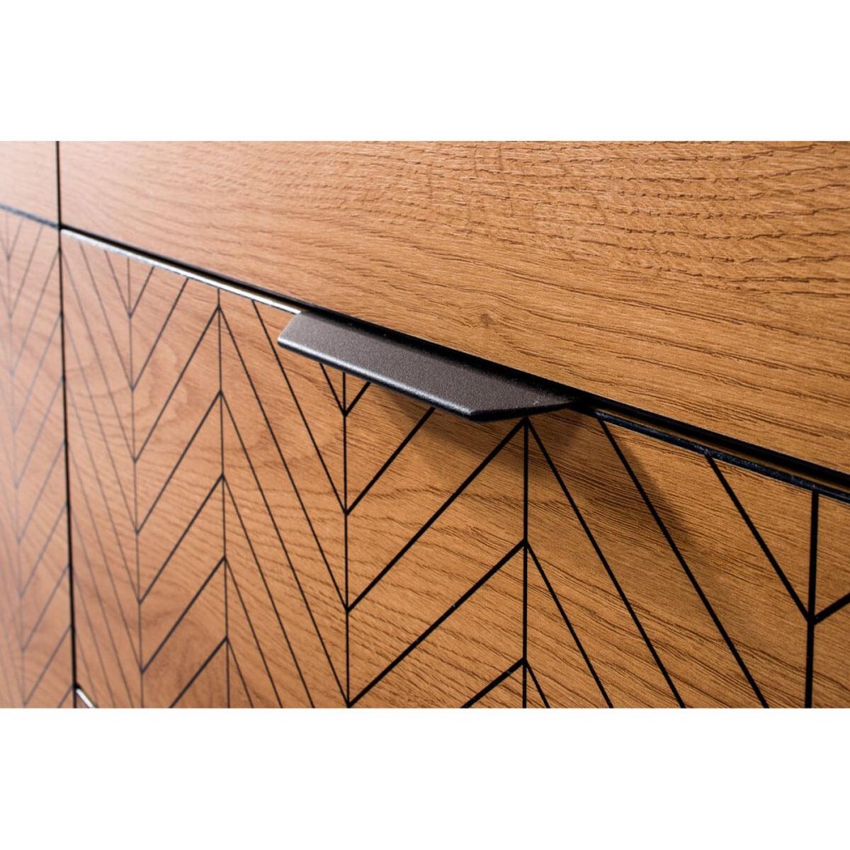 LOWBOARD Fun mit 2 Schubladen und 1 Tür, mit Beinen - Eichefarben/Schwarz, Holzwerkstoff (158/65/41cm) - Beautysofa