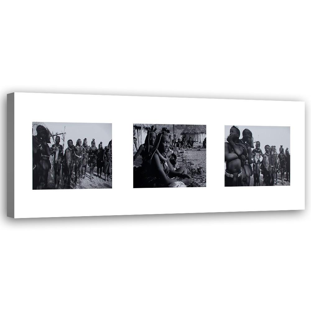WANDBILD collage menschen in afrika - Schwarz, Textil (90/30cm) - Feeby