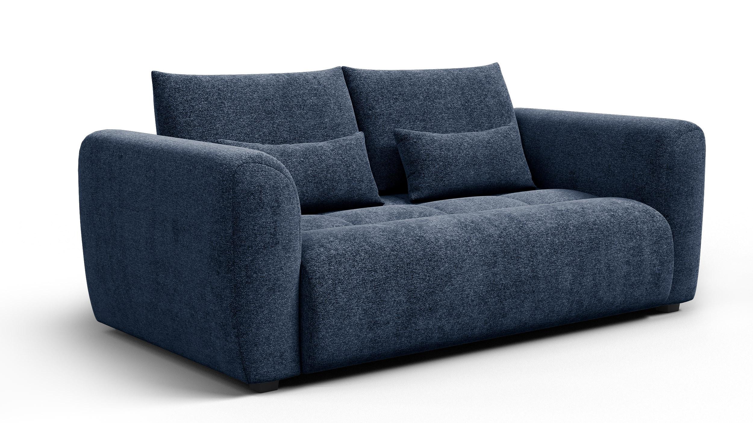 SOFA SORENO 3-Sitzer, dunkelblau - Schwarz/Dunkelblau, Holz/Textil (214/94/114cm) - Wozimo