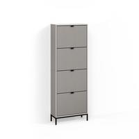 SCHUHKIPPER Aterno Grau 60 x 168 cm mit 4 Klappschubladen - Grau, Holzwerkstoff (60/168/24cm) - Livinity®