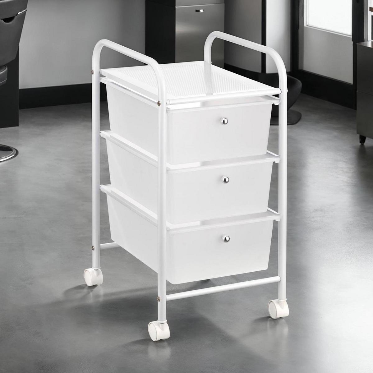 BADROLLWAGEN GINA weiß - Weiß, Kunststoff/Metall (33/65/39cm) - IDIMEX