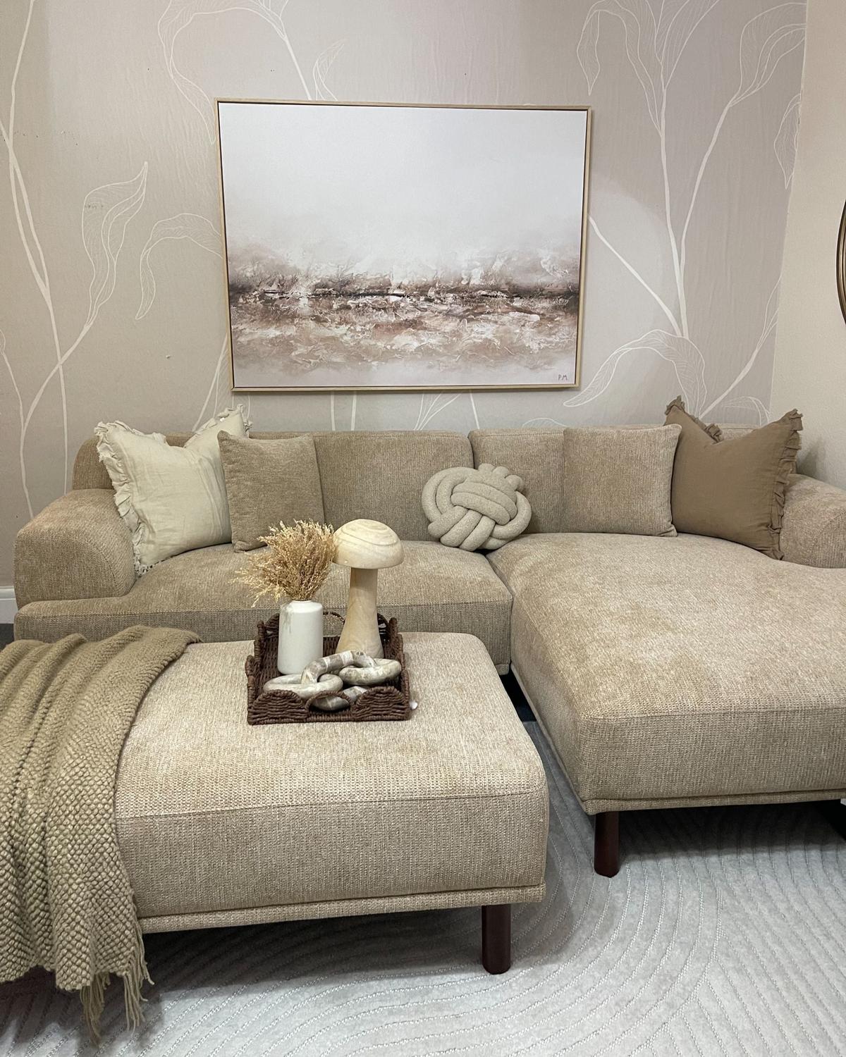 ECKSOFA 3-Sitzer Stoff Beige mit Ottomane linksseitig Holt - Beige, Textil (241/159cm) - Beliani