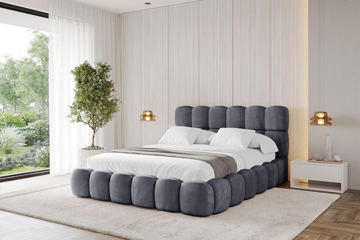 POLSTERBETT mit Bettkasten und Lattenrost, Boxbett ohne Matratze - LEYA 160x200 Dunkelgrau - Dunkelgrau, Holzwerkstoff/Textil (160/200cm) - ALTDECOR