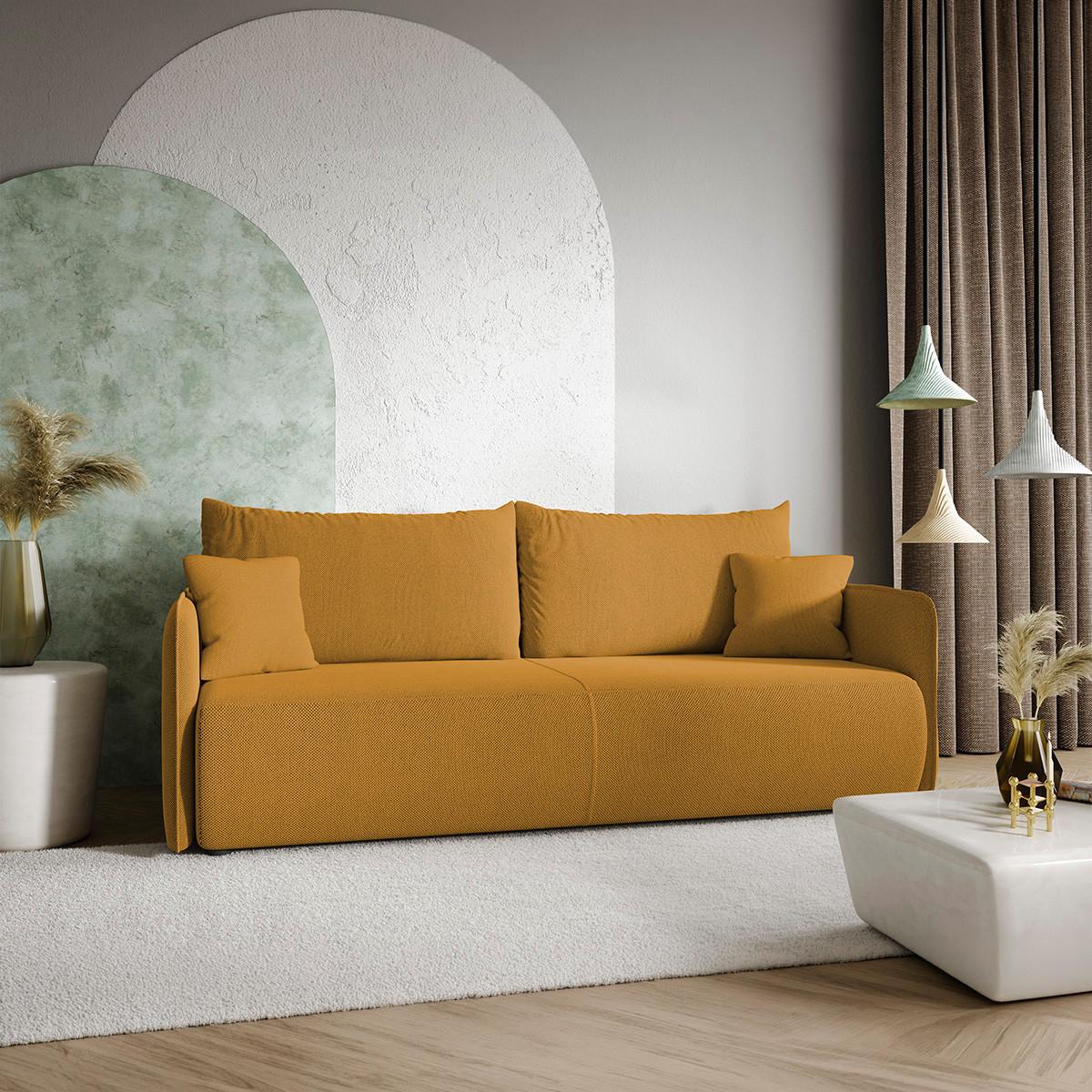 SOFA Claudio 3 Sitzplätze Senfgelb - Gelb, Holz (216/86/105cm) - Petits-meubles