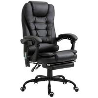 CHEFSESSEL Chefsessel mit Fußstütze Rückenpolster einstellbar PVC Schwarz - Schwarz, Kunststoff/Metall (79/121/67cm) - Vinsetto