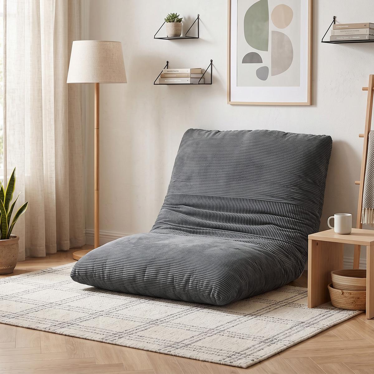 BODENSESSEL Cordstoff Schaumstoff Dunkelgrau - Dunkelgrau, Textil (98/95/145cm) - HOMCOM