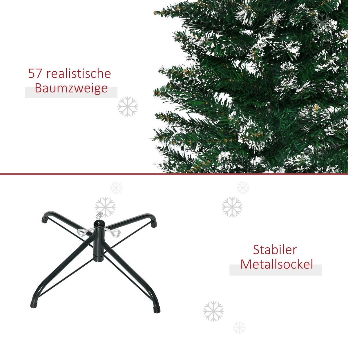 KÜNSTLICHER Weihnachtsbaum, 190 cm Christbaum mit 570 Spitzen für Weihnachten - Grün, Kunststoff (53/190cm) - HOMCOM