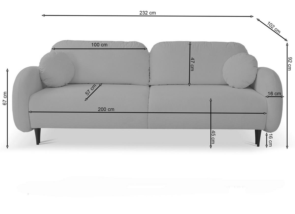 SCHLAFSOFA Bafra Olive Velours - Schwarz/Olivgrün, Holz/Textil (232/92/102cm) - Selsey