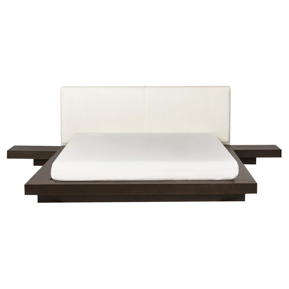 BETT mit LED 160/200 cm MDF-Platte Dunkelbraun Zen - Dunkelbraun, Holz (160/200cm) - Beliani