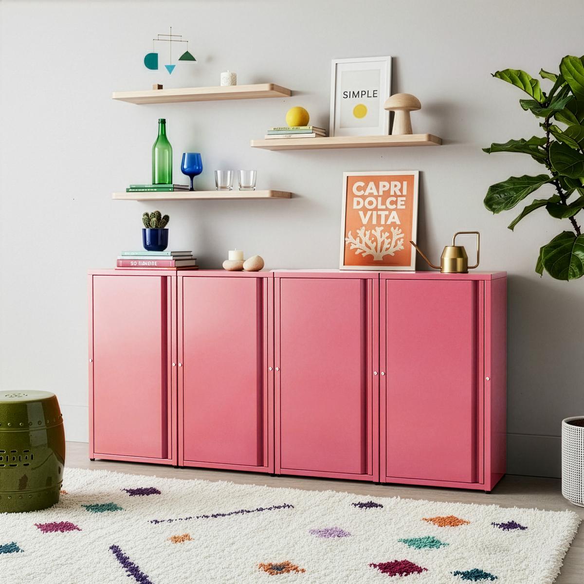 AKTENSCHRANK Burlöv - Pink, Metall (40/88/35cm) - [en.casa]