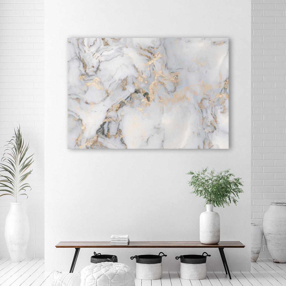 WANDBILD marmor textur abstrakt - Weiß, Textil (60/40cm) - Feeby