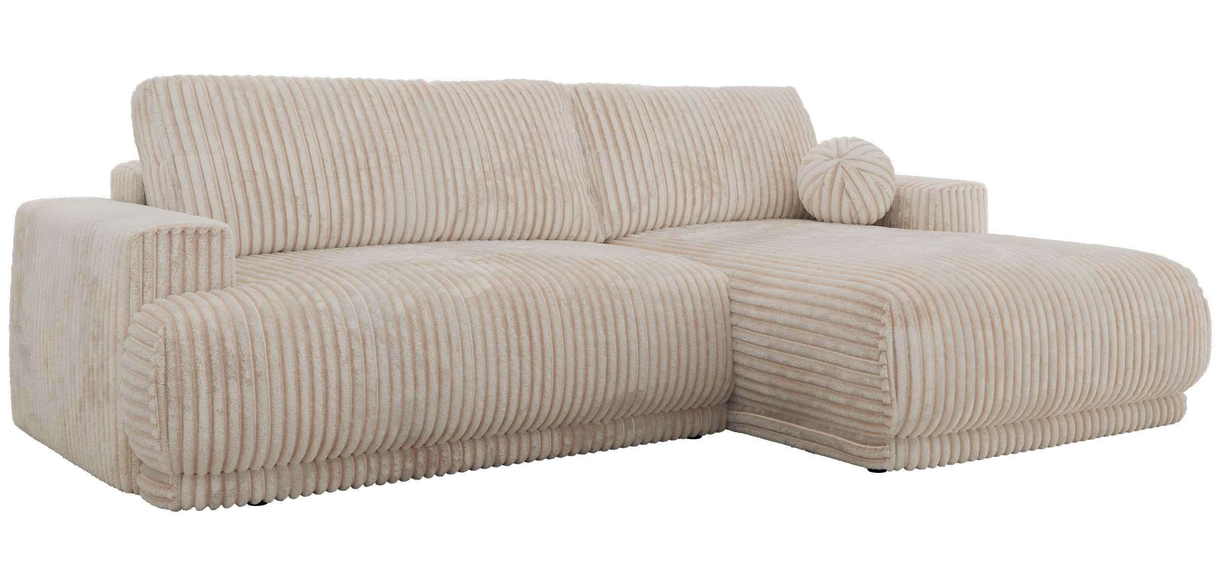 ECKSCHLAFSOFA RINA L Beige Cord - rechts - Beige/Schwarz, Kunststoff/Textil (170/267cm) - MKS