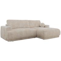 ECKSCHLAFSOFA RINA L Beige Cord - rechts - Beige/Schwarz, Kunststoff/Textil (170/267cm) - MKS
