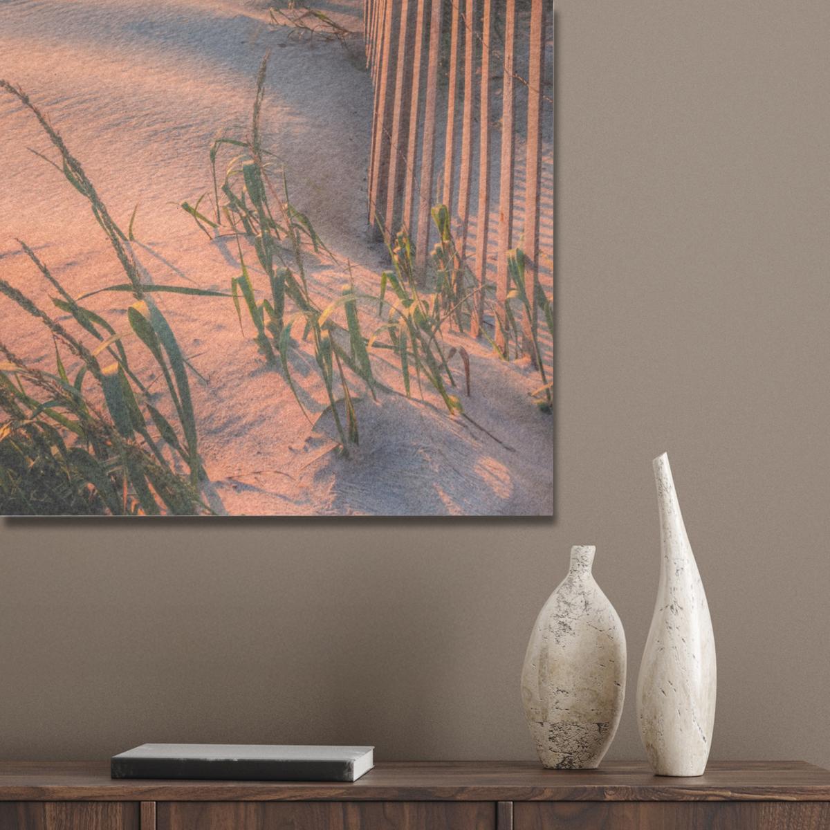 AKUSTIKBILD Strand - Meer - Düne - Sonnenuntergang - Landschaft Wandbilder 60x80 cm - Beige, Kunststoff (60/80/0.9cm) - MuchoWow