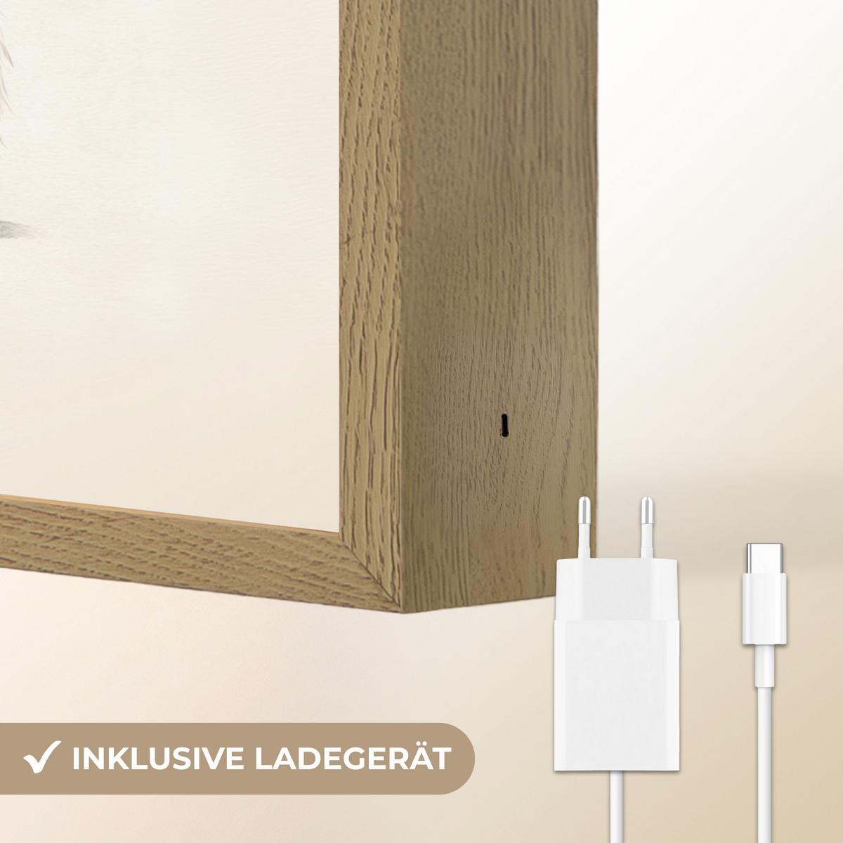 WANDLEUCHTE MIT AKKU Kaninchen - Hut - Ohren - Beige 30x40 cm - Creme, Holzwerkstoff (30/40/8cm) - OnlyWow