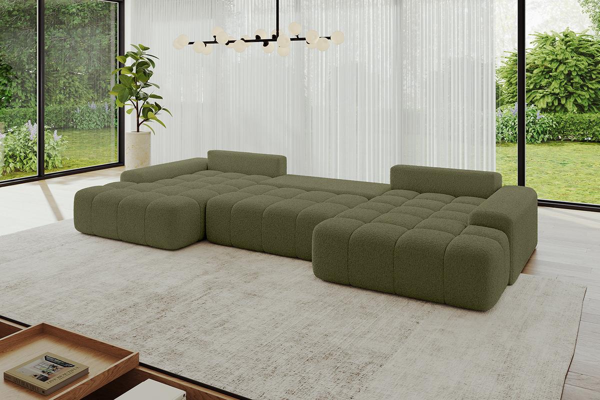 WOHNLANDSCHAFT ENSI-U - 353x164x69 cm Olivgrün - Olivgrün, Holzwerkstoff/Kunststoff (357/69/164cm) - ALTDECOR