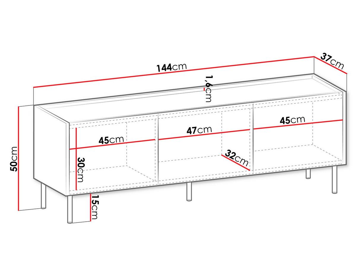 TV-LOWBOARD Tewos 144 - Nussbaumfarben/Schwarz, Holzwerkstoff/Metall (144/50/37cm) - MIRJAN24