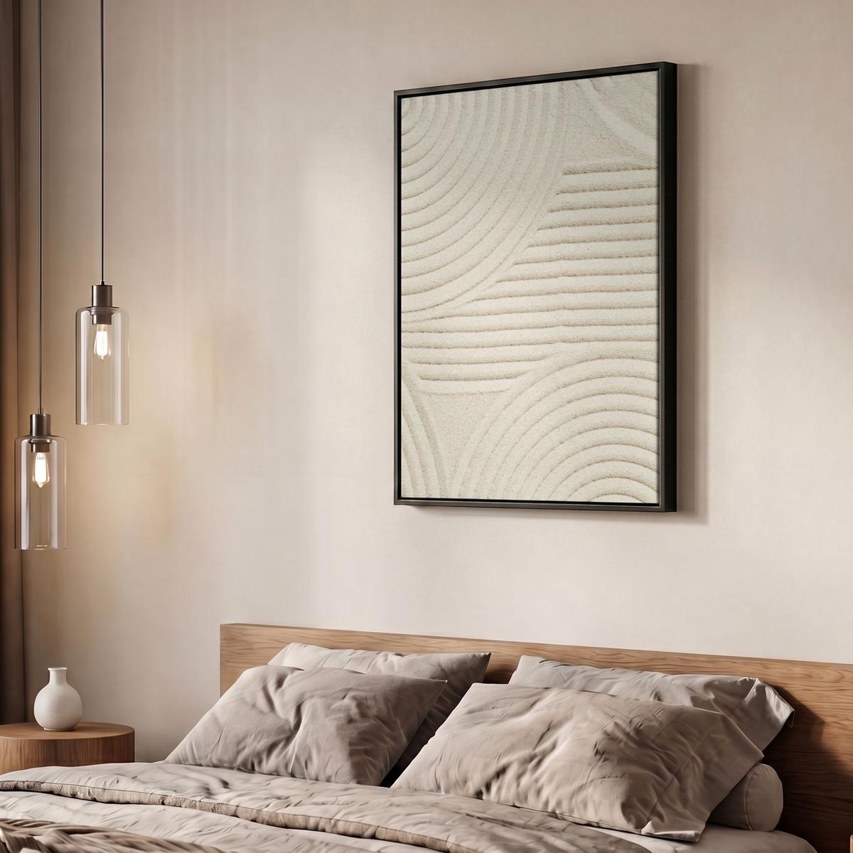 LEINWAND Bilder mit Rahmen - Muster - Abstrakt - Weiß - 60x80 - Beige, Textil (60/80cm) - MuchoWow