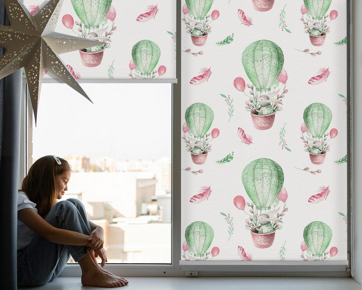 INNENROLLO - Fensterrollo - Rollo - 70x140 cm - Grüne Ballons - Grün, Kunststoff (70/140/0.5cm) - TULUP