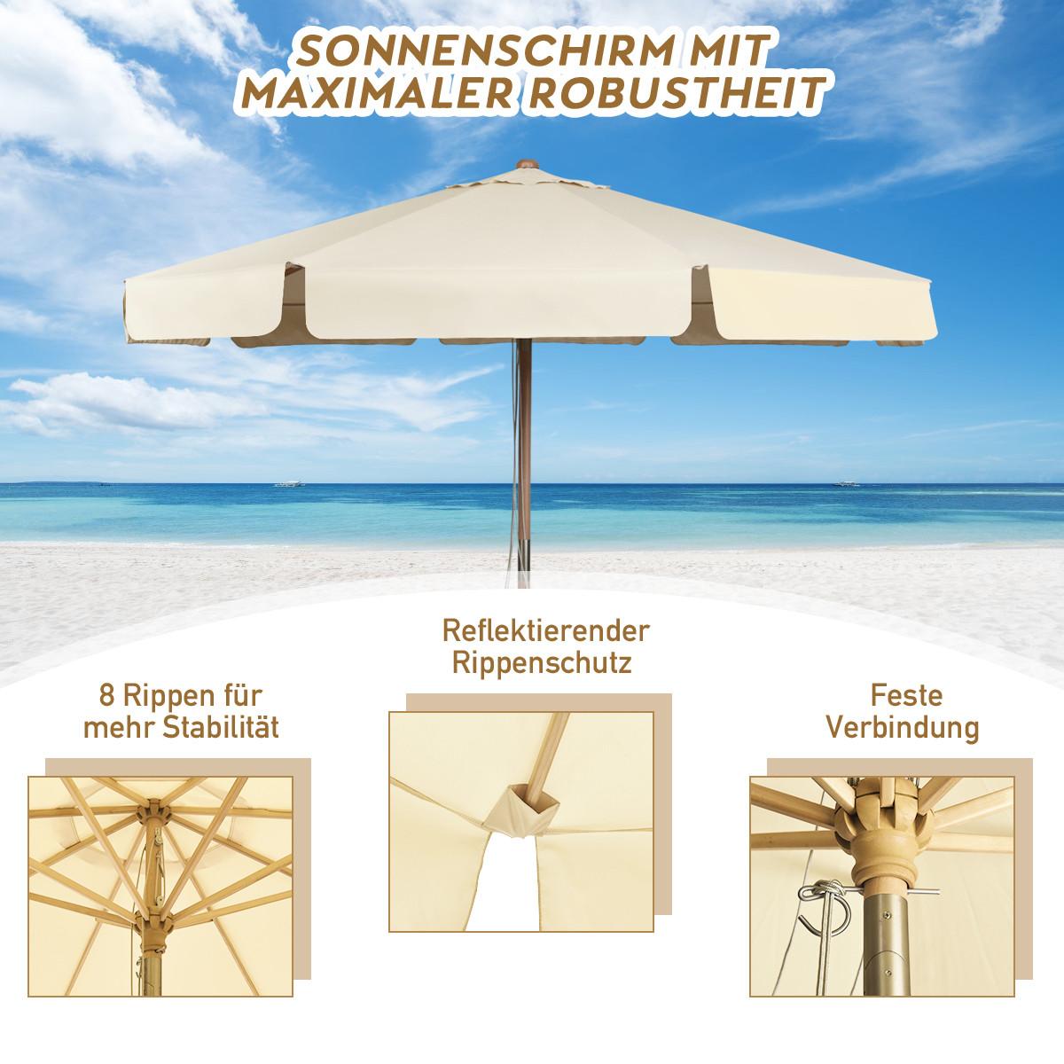 SONNENSCHIRM 300cm Beige - Beige, Holz (300/300cm) - COSTWAY