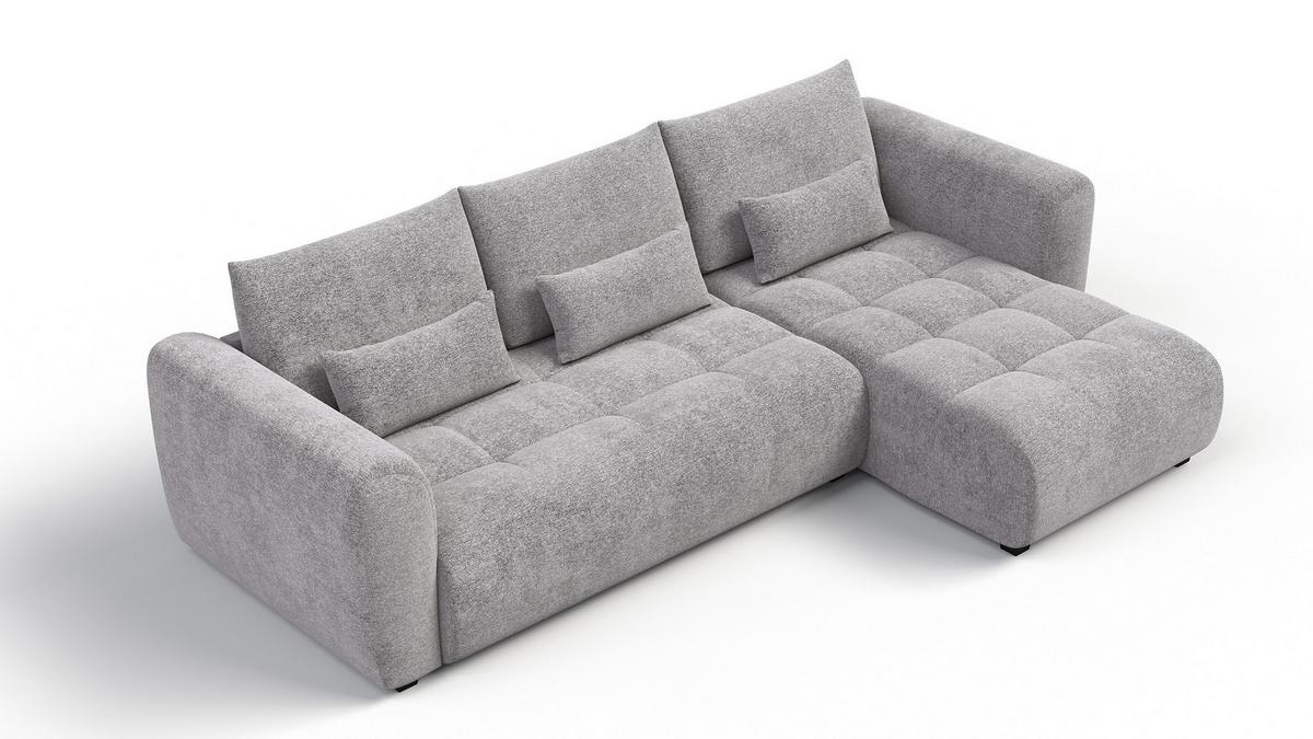 ECKSOFA SORENO 4-Sitzer, platingrau - Schwarz/Grau, Holz/Textil (293/171cm) - Wozimo