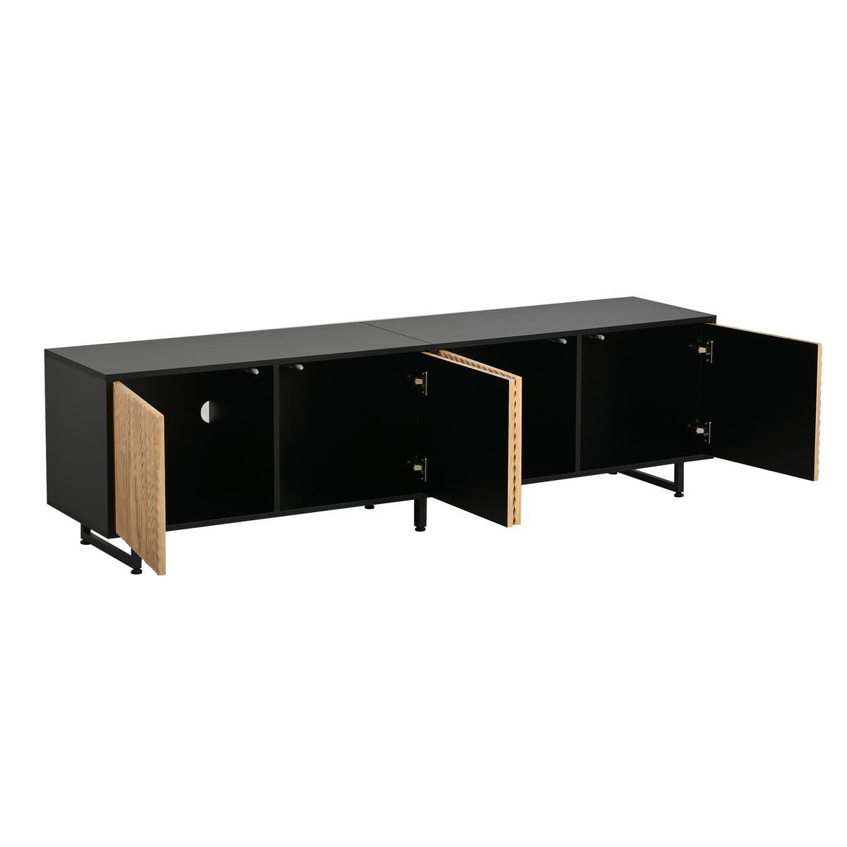 TV-LOWBOARD holzwerkstoff in natur & schwarz mit metallgestell, 4 türen - Naturfarben, Holzwerkstoff (180/50/40cm) - Urban Meuble