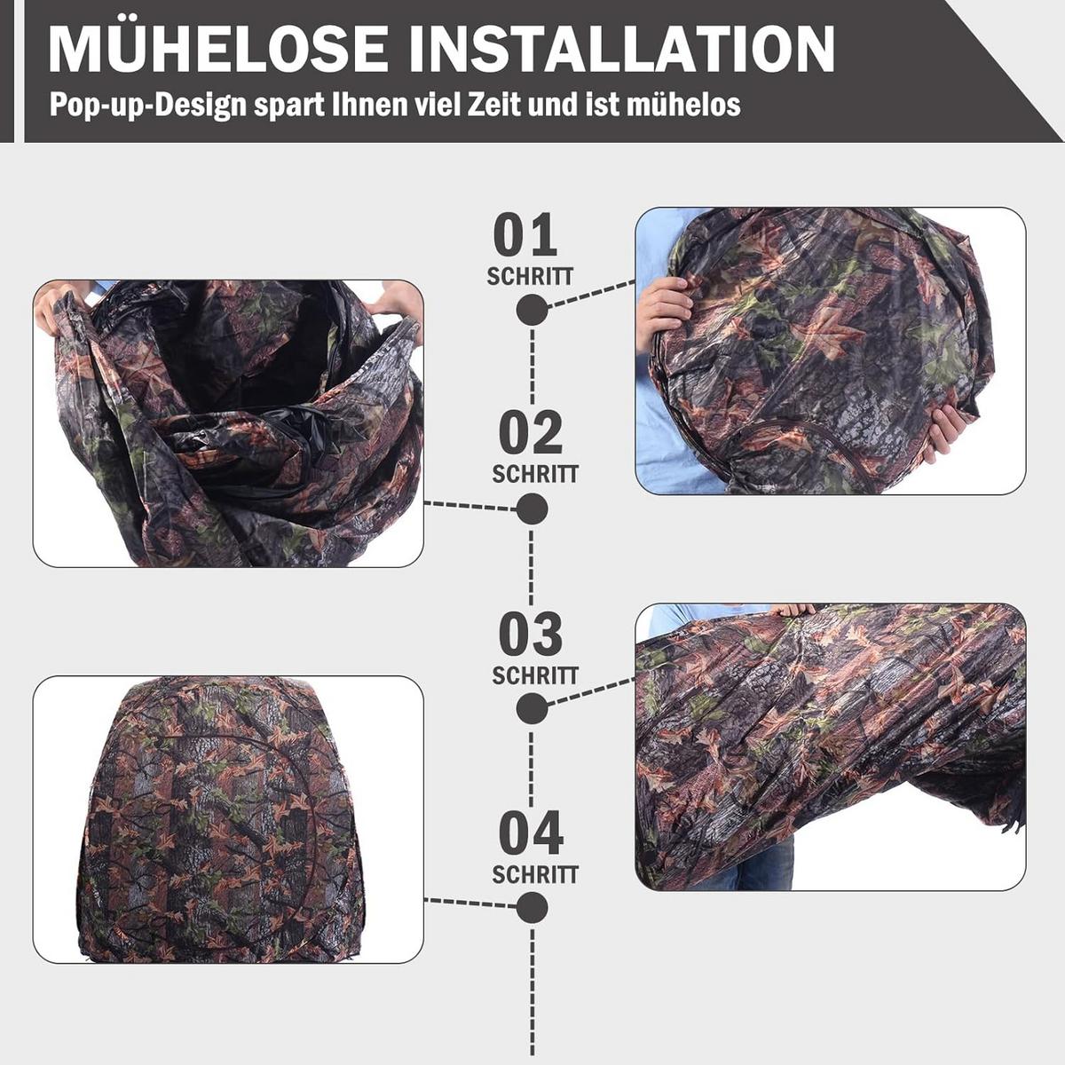 JAGDZELT Camouflage - Multicolor, Textil (152/163/152cm) - COSTWAY