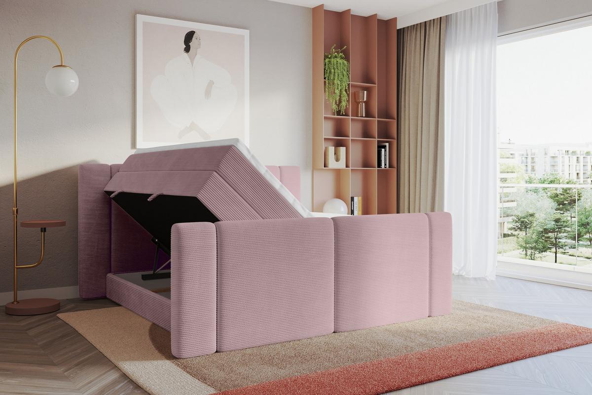 BOXSPRINGBETT mit Matratze H3/H4 - EVON KING Zanozek - 180x200 cm Rosa - Rosa, Holzwerkstoff (180/200cm) - ALTDECOR