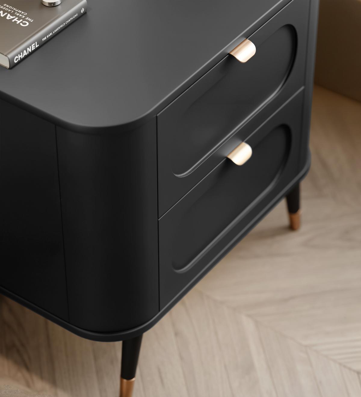 NACHTSCHRANK NOIR 60/40/61 cm Schwarz - Goldfarben/Schwarz, Holzwerkstoff/Metall (60/61/40cm) - Idohome