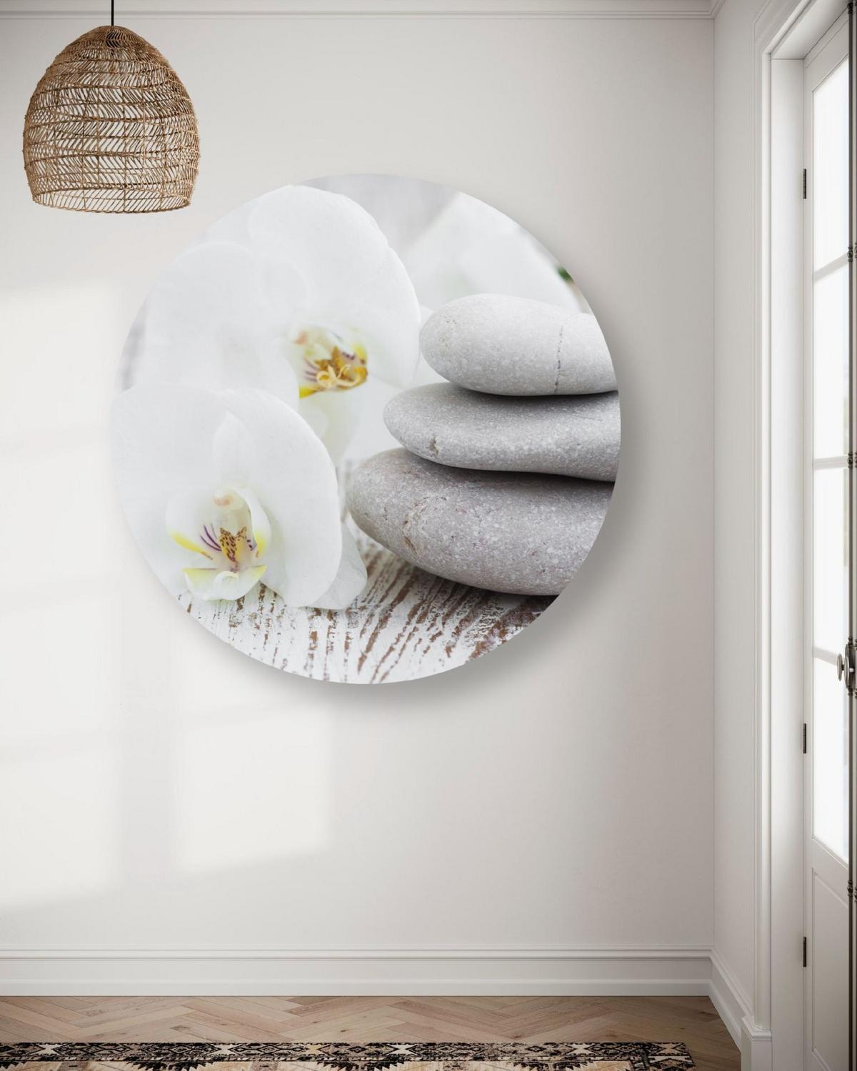 RUNDES BILD Weiß 40/40 cm - Weiß, Textil (40/40cm) - KUNSTLOFT