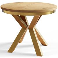 RUNDER Esszimmertisch LOFT, ausziehbarer Tisch Durchmesser: 120 cm/200 cm, Wohnzimmertisch Farbe: Hellbraun, mit Metallbeinen in Farbe Gold - Beige/Goldfarben, Holzwerkstoff (120/120/76cm) - Alpi-Möbel
