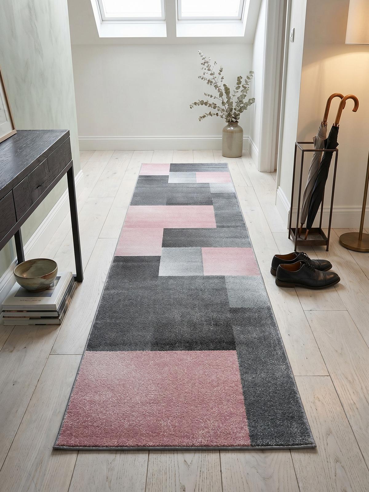 TEPPICH Kurzflor SOLDA in Rosa, kariert, 80 x 250 cm - Rosa, Textil (80/250cm) - KADIMA DESIGN