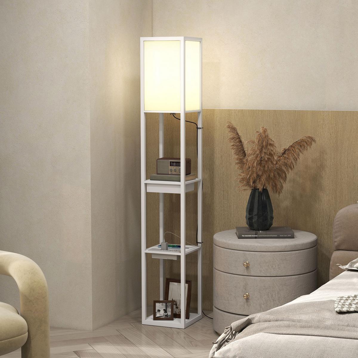 STEHLAMPE MDF Kunststoff Weiß - Weiß, Holzwerkstoff (26/26/159cm) - HOMCOM